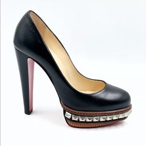 CHRISTIAN LOUBOUTIN Black Faolo Alto Stud Platform Pumps-EU 36/Us 6 ( Fits 5.5)